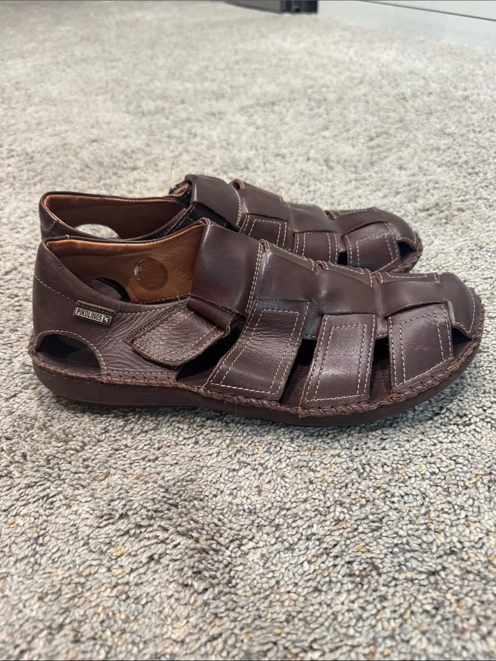 PIKOLINOS Dark Brown Leather Fisherman Sandals